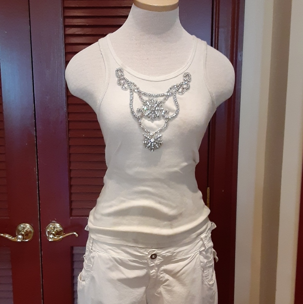 Pretty Punk Tank in tea dye White